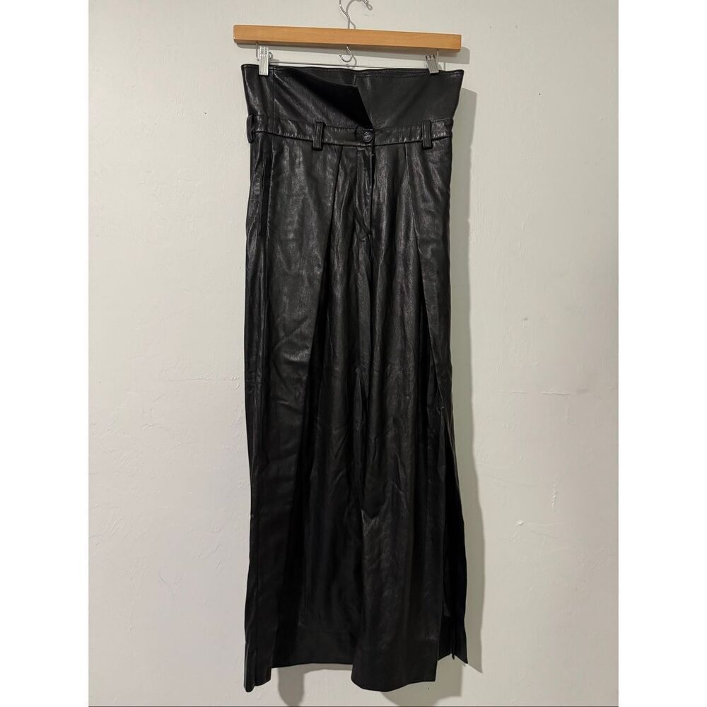 A.L.C black faux leather side slit pants 6